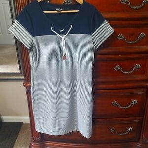 Navy and White Striped Dress